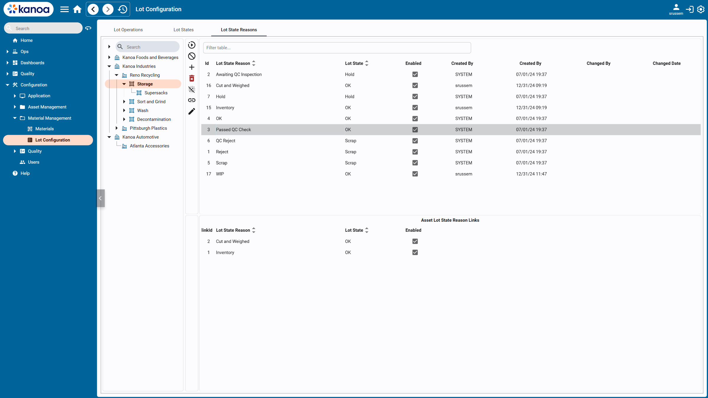 Lot State Configuration